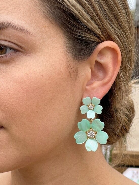 Mia Charro Jewelry - Mia Charro Mint Green Flower Earrings